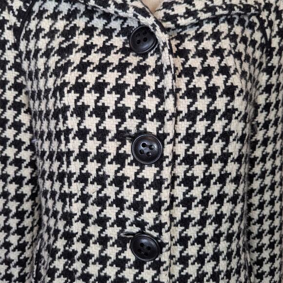 Giacca Houndstooth Wool Blend Coat Black and White Size Medium - Picture 12 of 16